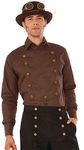 Victorian Era Shirt<br> Steampunk Style<br> Beige or Brown<br> MSHR55