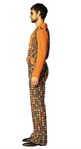 Disco Print Pantsuit<br> Brown and Orange<br> Asst Sizes<br> 60M16