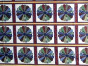 Cheater Quilt Fabric,"Dresden Plate Yellow/Burgundy",90" X 108"