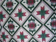 Cheater Quilt Top,Bear Claw Burgundy & Green