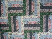 Cheater Quilt Top, Log Cabin Rose Black