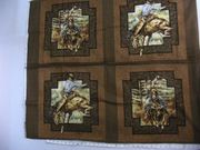 "Cowboy and Bucking Bronco in Browns", 43" x 36",100% Cotton Material