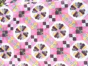 Cheater Quilt Top Material,90"X 108", "Dresden Patch Rose"