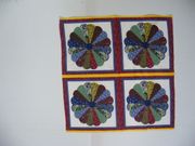 Four Pillow Panel Fabric,Dresden Plate Blue Burgundy,26" x 25"