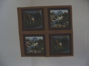 "Wild Horses-Burgundy Frame-WH11",24 1/2" x 24 1/2"