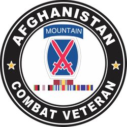 10th Mountain Division Afghanistan with GWOT Ribbons Combat Veteran Decal