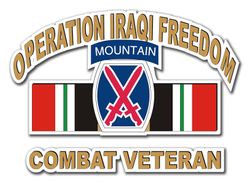 10th Mountain Division Iraq Combat Veteran Die-Cut Vinyl Decal Sticker