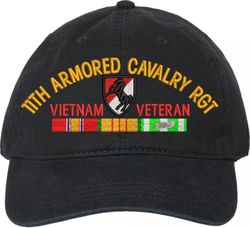 11th Armored Cavalry Regiment Vietnam Veteran with Ribbons Unstructured Dad Cap
