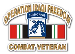 18th Airborne Corps Iraq Combat Veteran with Ribbons Die-Cut Vinyl Decal Sticker
