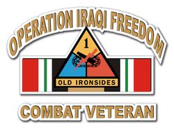 1st Armor Division Iraq Combat Veteran 3.8" Die-Cut Vinyl Decal Sticker