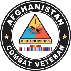 1st Armored Division Afghanistan with GWOT Ribbons Combat Veteran Decal
