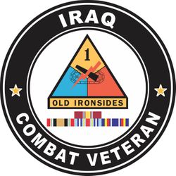 1st Armored Division Iraq with GWOT Ribbons Combat Veteran Decal