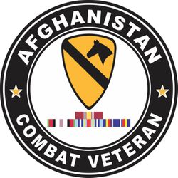 1st Cavalry Division Afghanistan with GWOT Ribbons Combat Veteran Decal