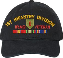 1st Infantry Division Iraq Veteran with Ribbons Unstructured Dad Cap
