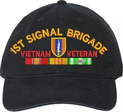 1st Signal Brigade Vietnam Veteran with Ribbons Unstructured Dad Cap