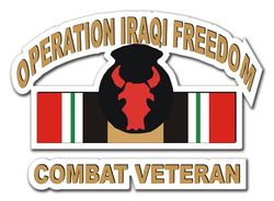34th Infantry Division Combat Veteran with Ribbon 8" Die-Cut Vinyl Decal Sticker