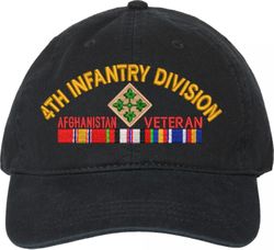 4th Infantry Division Afghanistan Veteran with Ribbons Unstructured Dad Cap