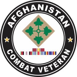 4th Infantry Division Afghanistan with GWOT Ribbons Combat Veteran Decal