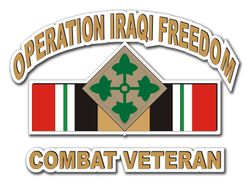 4th infantry Division Iraq Combat Veteran 3.8" Die-Cut Vinyl Decal Sticker