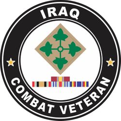 4th Infantry Division Iraq with GWOT Ribbons Combat Veteran Decal