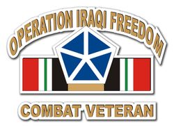 5th Corps Iraq Combat Veteran with Ribbon 3.8" Die-Cut Vinyl Decal Sticker
