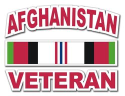 Afghanistan Veteran with Ribbon Die-Cut Vinyl Decal Sticker