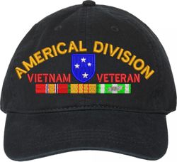 Americal Division Vietnam Veteran with Ribbons Unstructured Dad Cap