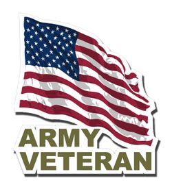 Army Veteran with American Flag 11.75" Die-Cut Vinyl Decal Sticker