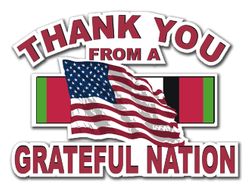 Military Thanks from a Grateful Nation Afghanistan 11.75" Die-Cut Vinyl Decal Sticker