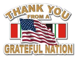 Military Thanks from a Grateful Nation Iraq 8" Die-Cut Vinyl Decal Sticker