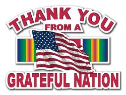 Military Thanks from a Grateful Nation WWII 8" Die-Cut Vinyl Decal Sticker