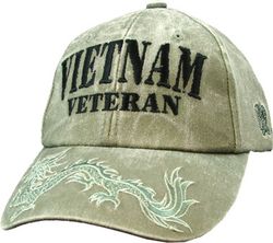 OD Green Vietnam Veteran with Dragon Adjustable Ball Cap