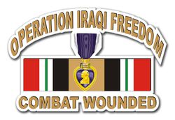 Operation Iraqi Freedom (OIF ) Purple Heart Combat Wounded with Ribbon  5.5" Die-Cut Vinyl Decal Sticker