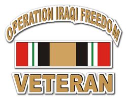 Operation Iraqi Freedom Veteran with Ribbon 5.5" Die-Cut Vinyl Decal Sticker