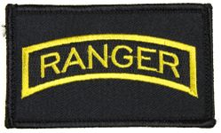 U.S. Army Ranger 2 x 3 Inch Black Hook and Loop Patch