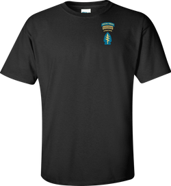 U.S. Army Special Forces with Airborne and Ranger Tab T-shirt