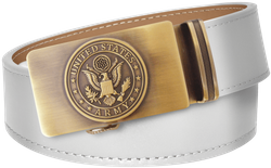 U.S. Army White Full Grain Leather Slide Belt