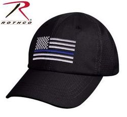 U.S. Flag Black Tactical Cap w/ Thin Blue Line