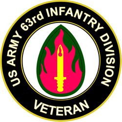 US Army 63rd Infantry Division Veteran Sticker Decal