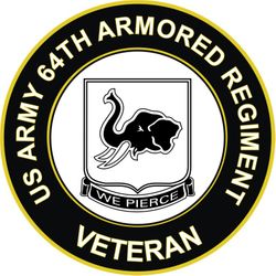 US Army 64th Armored Regiment Brigade Veteran Sticker Decal