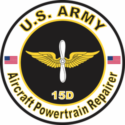 US Army MOS 15D Decal Sticker: Aircraft Powertrain Specialist