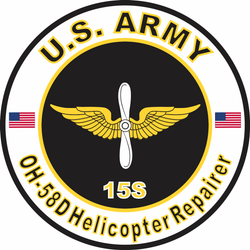 US Army MOS 15S Decal Sticker: OH-58D Helicopter Repairer