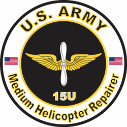US Army MOS 15U Decal Sticker: Medium Helicopter Repairer