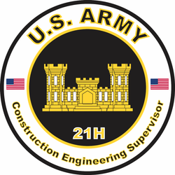 US Army MOS 21H Decal Construction Engineering Supervisor