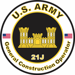 US Army MOS 21J Decal General Construction Operator