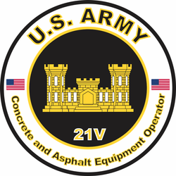 US Army MOS 21V Decal Concrete & Asphalt Equipment Operator