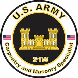 US Army MOS 21W Decal Carpentry & Masonry Specialist