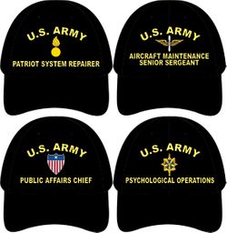 US Army MOS Custom Embroidered Caps