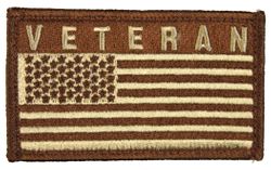 Veteran American Flag 2 x 3 Inch Coyote Brown Hook and Loop Patch