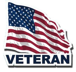 Veteran with American Flag 5.5" Die-Cut Vinyl Decal Sticker
